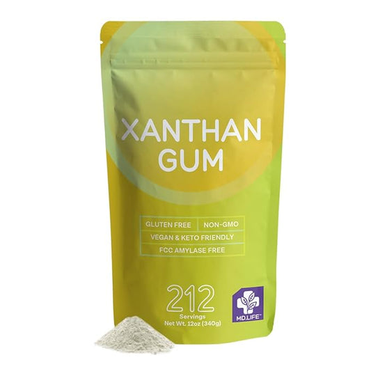 MD. Life Xanthan Gum for Baking Keto - 12 Ounces ??100% Natural Xanthan Gum Powder - Keto Friendly & Gluten Free ??Carb Free Xanthan Gum for Baking, Food Thickener & Ice Cream Stabilizer