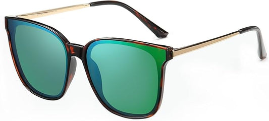 DUCO Oversized Polarized Sunglasses Womens Trendy Mirrored Shades Retro Round Vintage Light Weight UV400 Sun Glasses W016