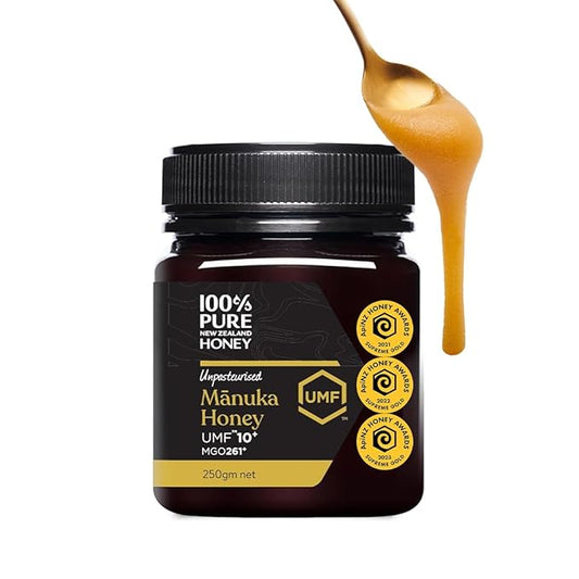 100% Pure New Zealand Honey - Certified UMF 10+ (MGO 261+) Raw Manuka Honey, 8.8 Oz (250g)