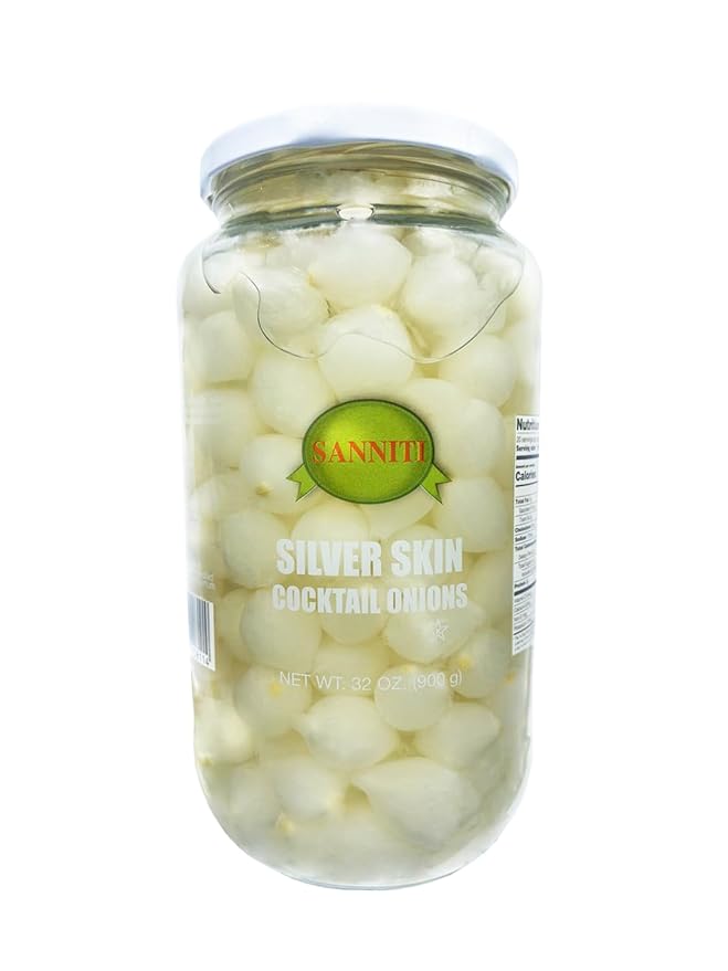 Sanniti Spanish Cocktail Onions Silver Skin, 32 oz