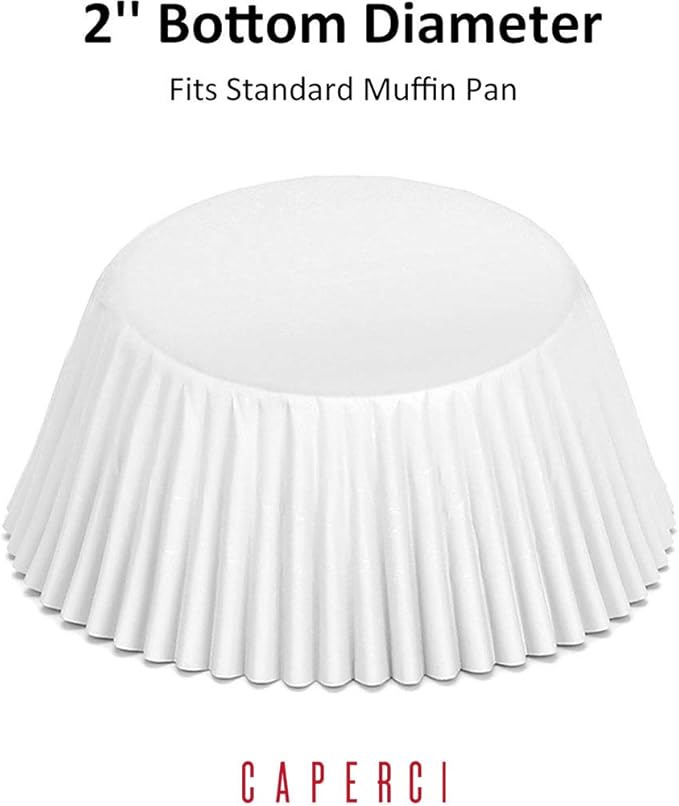 Caperci White Foil Cupcake Liners Standard Muffin Wrappers 150-Pack - Premium Greaseproof & Sturdy Cupcake Papers for Baking