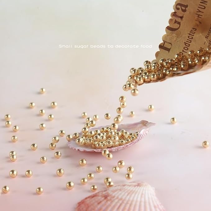 Sprinkles Edible Gold Pearl Sugar Sprinkles Candy 142g/5.01oz Mix Size Gold Pearls Baking Cupcake Toppers Cookie Ice Cream Decorations for Wedding Parties Valentines Day Halloween Christmas