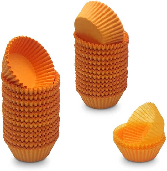 Orange Mini Cupcake Liners Natural Greaseproof Paper Muffin Baking Cups, 500-Count