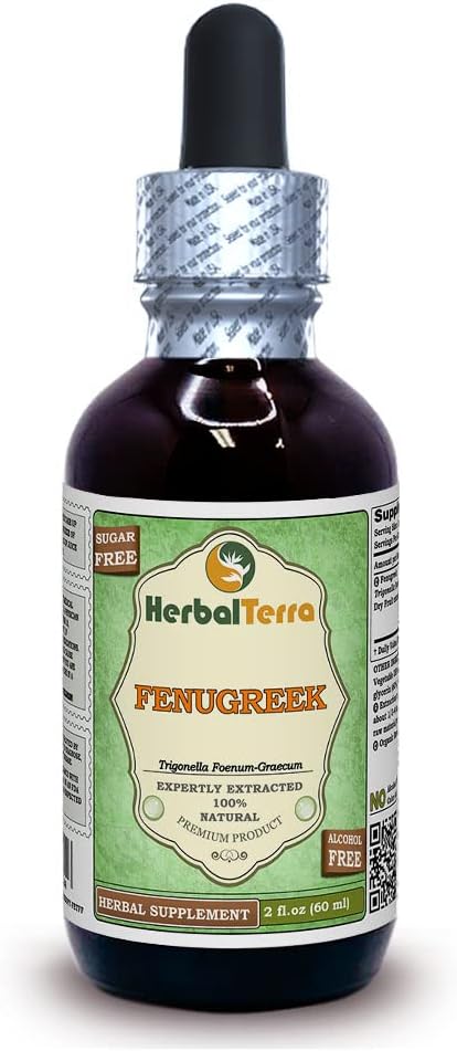Herbal Terra LLC Fenugreek (Trigonella foenum-graecum) Glycerite, Organic Dried Fruits Alcohol-Free Liquid Extract 2 oz