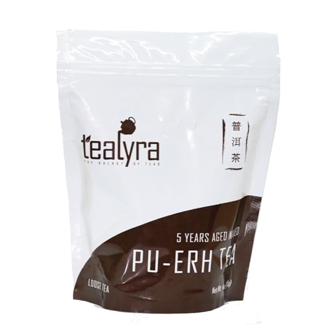 Tealyra - Ripe Pu'erh Tea - 5 Years Aged Loose Leaf - Caffeine Level High - 100% Naturally Processed - Aged Black Tea Pu Er - 113g (4-ounce)
