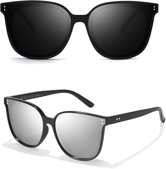 LVIOE Oversized Polarized Sunglasses for Women Trendy Large Cat Eye UV Protection Shade LS1627s