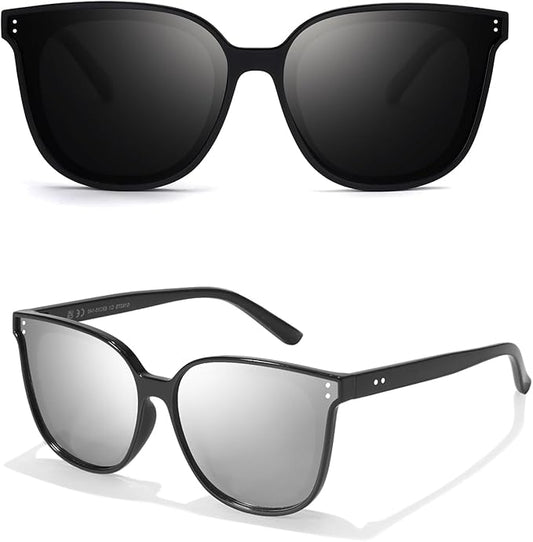 LVIOE Oversized Polarized Sunglasses for Women Trendy Large Cat Eye UV Protection Shade LS1627s