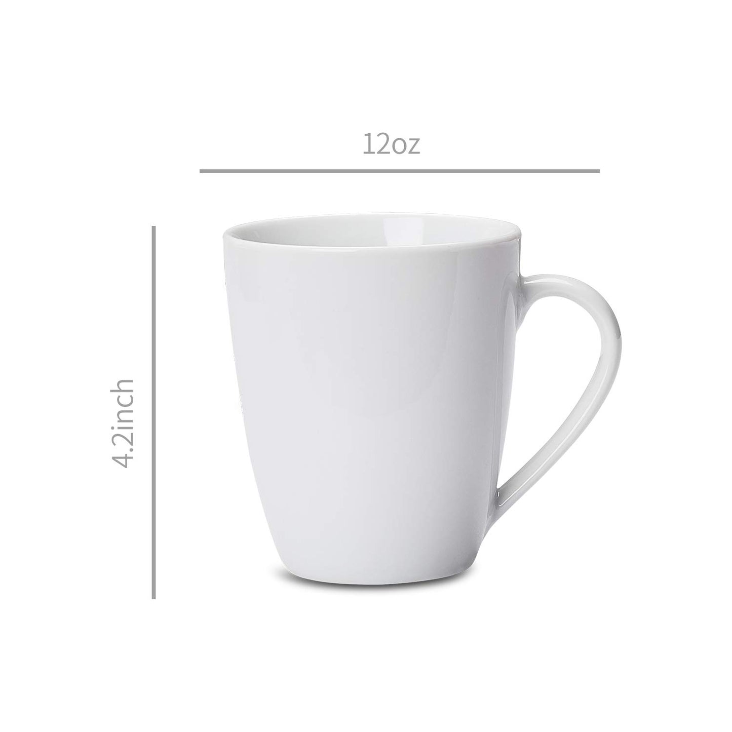 Amazon Basics Porcelain Heat Resistant Coffee Mugs, Microwave and Oven Safe, 12 oz, White, 12 Count