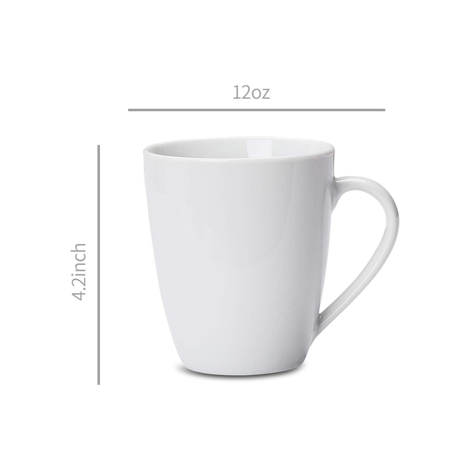 Amazon Basics Porcelain Heat Resistant Coffee Mugs, Microwave and Oven Safe, 12 oz, White, 12 Count