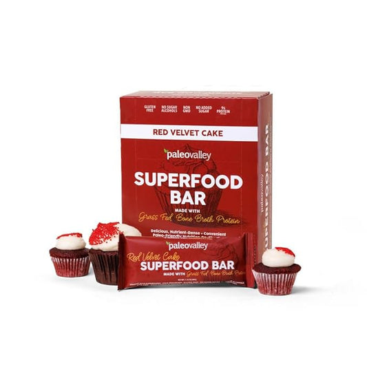 Paleovalley Superfood Bars ??Red Velvet??10 Pack ??9g Protein per Bar ??Gluten-Free, Grain-Free, Paleo, Non-GMO ??On-the-Go Snack