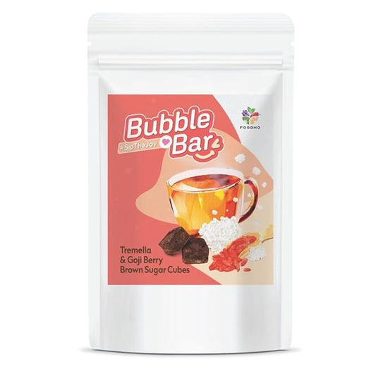 FOODHO Bubble Bar Tremella & Goji Berry Brown Sugar Cubes ??Taiwan Cane Sugar, Herbal Sweetener, Individually Wrapped, No Preservatives, for Tea, Hot & Cold Drinks