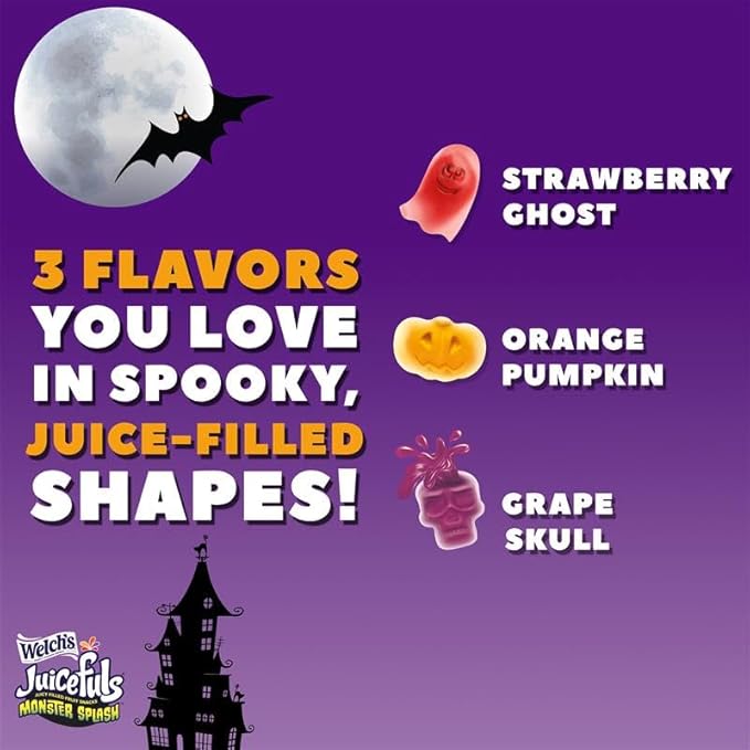 Welch?™s Fruit Snacks Mixed Fruit Halloween & Juicefuls Monster Splash Variety Pack, Great for Trick or Treating, 0.5oz (Pack of 70ct)
