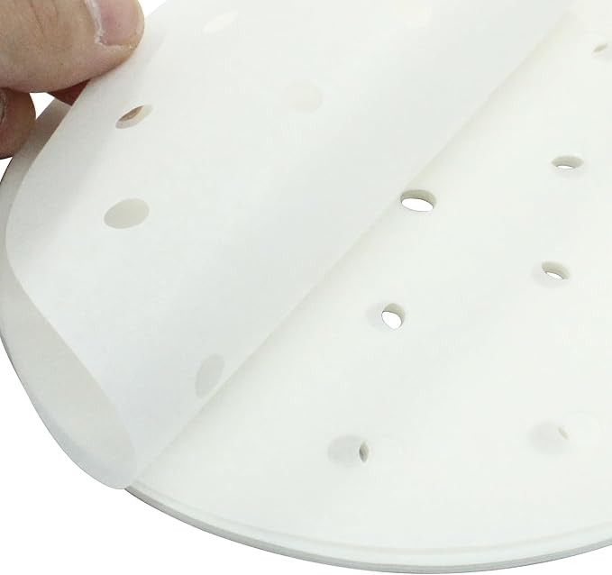 100 Pack 6 Inch Bamboo Steamer Liner - Round Air Fryer Parchment Paper with Holes - White Non Stick Steamer Paper for Air Fryer Basket, Oven, Microwave, Bamboos Steamer