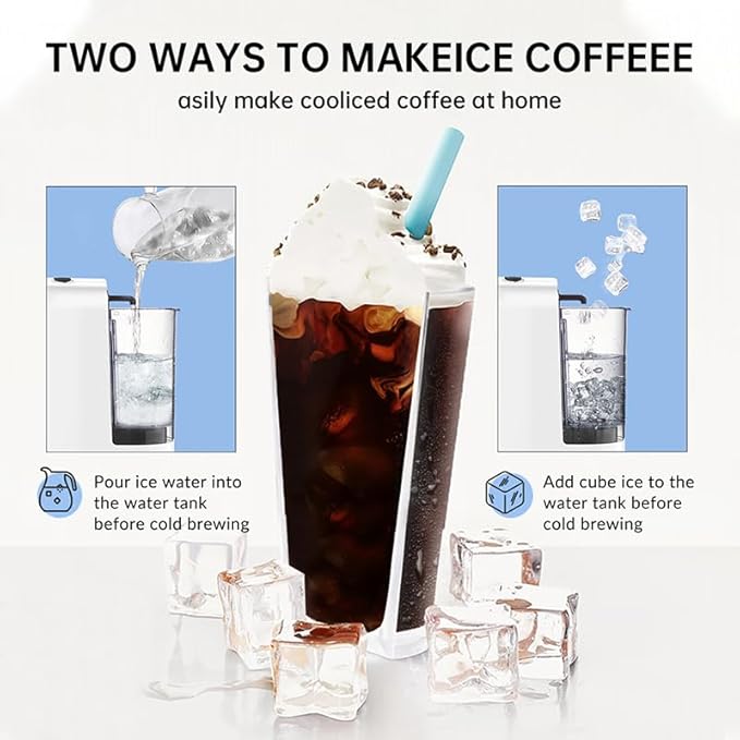 MK-603 Mini Multi Pod Coffee Maker, 4 in 1 Hot/Cold Single Serve Espresso Machine, Compatible with K Cup Pods, Nes Original,DG Capsules and Ground Coffee, Fast Brew, Black