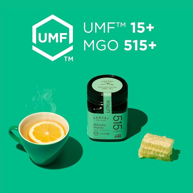 EGMONT HONEY Manuka Honey MGO 515+ UMF 15+ – NON-GMO, Kosher, Recycled plastic jar, Traceable 100% Pure Authentic New Zealand Honey 8.8oz (250g)