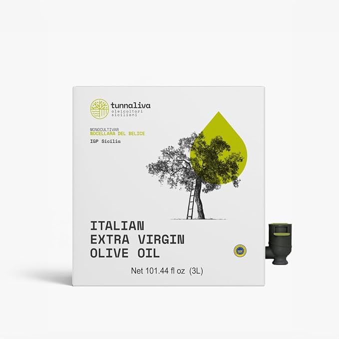 Tunnaliva EVO Oil - Italian Extra Virgin Olive Oil - 100% Nocellara del Belice - IGP Sicilia - 101,44 fl oz Bag-in-box