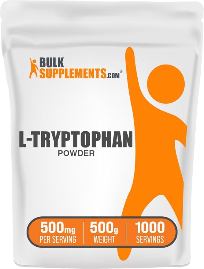 BulkSupplements.com L-Tryptophan Powder - Tryptophan Supplement, Amino Acid Supplement - Gluten Free, 500mg per Serving, 500g (1.1 lbs) (Pack of 1)