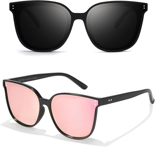 LVIOE Oversized Polarized Sunglasses for Women Trendy Large Cat Eye UV Protection Shade LS1627s