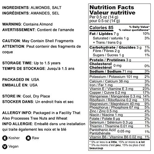 Food to Live Dry Roasted California Almonds with Himalayan Salt, 1 Pound Oven Roasted, Lightly Salted Nuts, No Oil Added, Vegan, Kosher, Bulk. High in Protein and Essential Fatty Acids. Great Snack