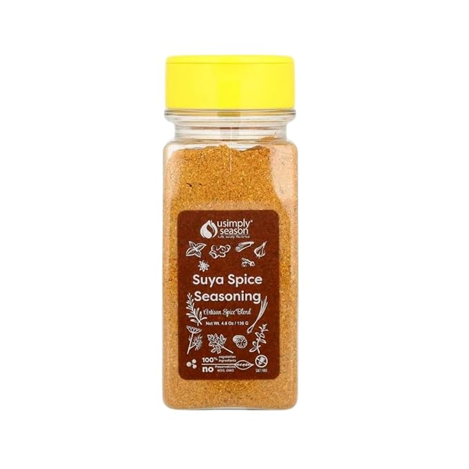 USimplySeason Suya Spice (4.8 oz) - African-Inspired Seasoning Blend - Vegan, Non-GMO, All-Natural - Ideal for Grilling, BBQ, Soups, Stews, Made in USA - One Bottle