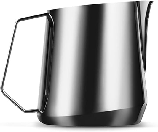 MHW-3BOMBER Milk Frothing Pitcher - 20oz/600ml Milk Frother Cup with U-Shaped Spout - SUS 304 Steaming Pitcher - Cappuccino Latte Art Cup for Barista - Quadrilateral Body - Glossy P5182-OS