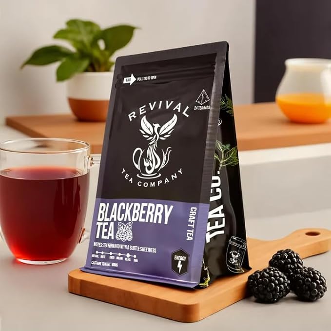 Revival Tea Company Blackberry Tea - Black Tea Blend with Blackberry Leaf - 24 Tea Bags