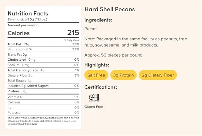 Nuts.com Pecans in Shell, 3lb Bag ??Naturally Sweet, Raw, Fresh & Crunchy Nuts in Hard Shell ??High in Fiber, Protein, and Healthy Fats