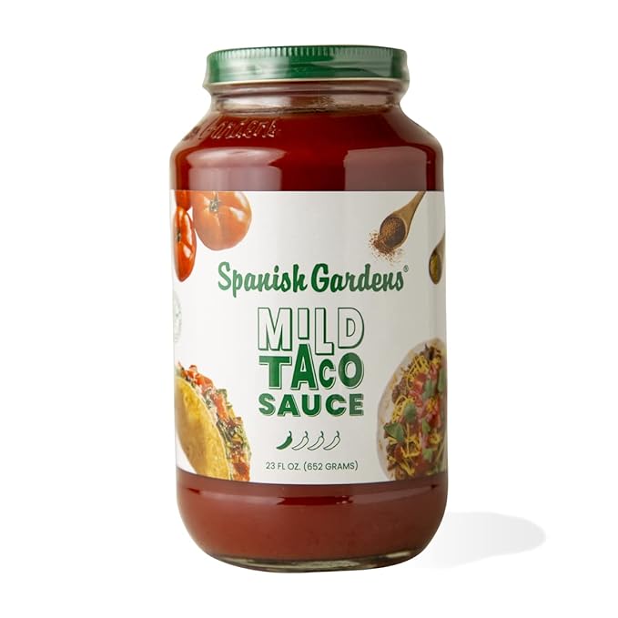 Spanish Gardens Mild Taco Sauce (6 Pack) ??Mild Sauce for Authentic Mexican Food ??Original Family Recipe for Tex Mex Food (23 oz)