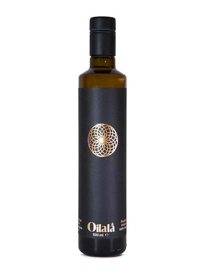Oilala Extra Virgin Olive Oil, Robust Flavor, 2022 Gold Medal NYIOOC! filtered,Italian Family Farm Puglia, Italy, 2023/24 Harvest, Polyphenol rich, 500ml (16.9 FL Oz) (Moraiolo)