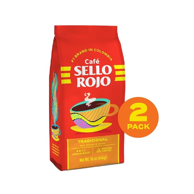 Sello Rojo Tradicional Medium Roast Ground Coffee, 16 oz (Pack of 2)