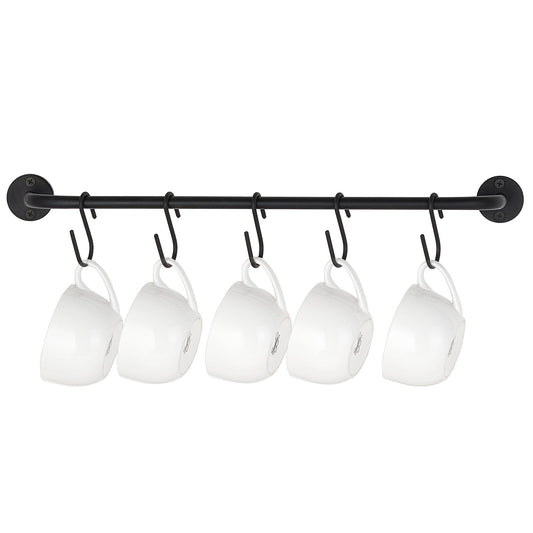 Mkono Wall Mounted Mug Holder, Coffee Cup Hanger Rack with 5 Hooks, 1 Pack