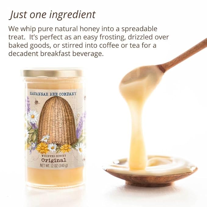 Savannah Bee Company Whipped Honey - All Natural Spreadable Honey