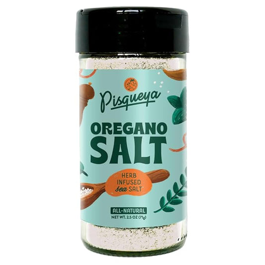 Pisqueya Seasoning, Oregano Salt, made with Dominican Oregano and Sea Salt. Low Sodium, No Sugar, No-MSG, Non-GMO, No Preservatives, No Artificial Coloring, No Artificial Flavors, 2.5oz, Pack of 1