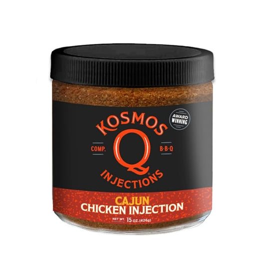 Kosmos Q Cajun Chicken Injection, Award-Winning Cajun BBQ Marinade for Whole Chicken, Wings, Roasted, and Smoked Meats, Juicy Flavor with Salt & Spice Blend, 15 Oz Jar