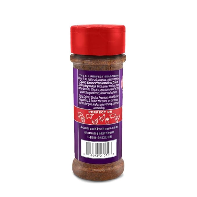 Cajun's Choice Creole Seasoning - 3.8 oz - 12 Pack, Low Sodium, All Natural, Gluten-Free - Authentic Louisiana Spice for Meats, Seafood & Soups