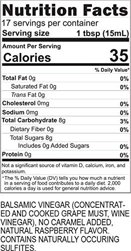 Blazing Bella Raspberry Balsamic Vinegar (8.45 Fl Oz - 250ML) Sweet and tart gourmet aged balsamic perfect for salads and roasted vegetables
