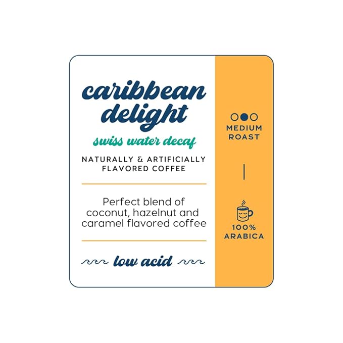 Manatee Gourmet Single Serve Coffee Pods for Keurig K-Cup Brewers, Caribbean Delight Flavored Swiss Water Decaf, 72 Count