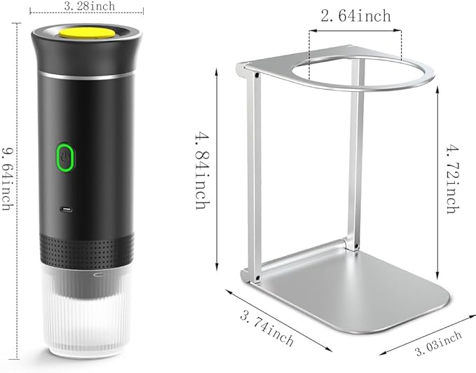 Portable dual-function coffee machine - fully automatic coffee maker with a built-in heating function for electric capsule coffee machine. Suitable for outdoor, vehicle-mounted and home use. (银色)