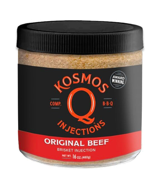 Kosmos Q Original BBQ Beef Injection, Award-Winning Brisket Marinade for Ribs, Roasts, & More, Moisture-Retaining Barbecue and Meat Seasoning, Tender Juicy Flavor, 16 Oz Jar