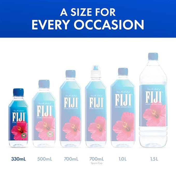 FIJI Natural Artesian Bottled Water 330mL / 11.15 Fl Ounce (Pack of 24) - 100% Natural Electrolytes - NEW