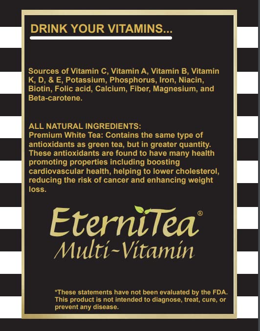 EterniTea "Multi-Vitamin Premium White Tea" 100% All Natural Herbs: (Mango Strawberry Flavor) -16 Different Vitamins (15-count Pyramid Sachets)
