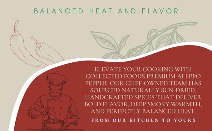 Premium Aleppo Pepper Flakes, Naturally Sun-Dried, Small Batch Spice for Smoky Flavor & Balanced Heat, Gourmet Alternative to Red Chili & Red Pepper, 2oz