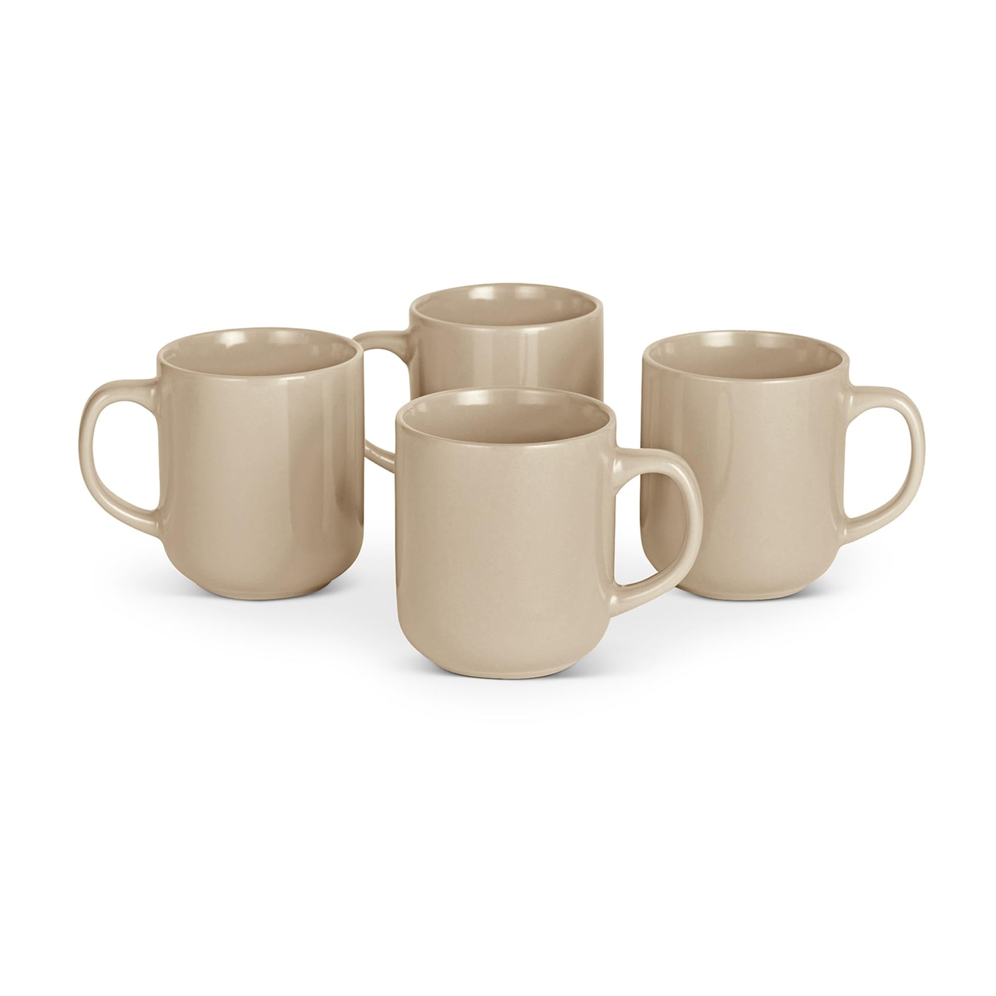 Amazon Basics Stoneware Coffee Mugs, 16 oz, 4-Piece Set, Gloss-Glazed, Stain-Resistant, Microwave