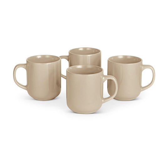 Amazon Basics Stoneware Coffee Mugs, 16 oz, 4-Piece Set, Gloss-Glazed, Stain-Resistant, Microwave