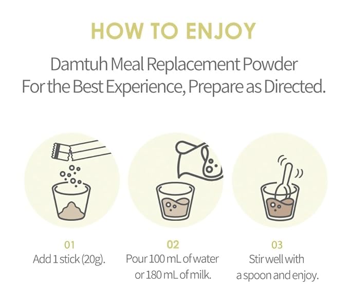Damtuh Korean 15 Multi Mixed Roast Grain Powder Meal Replacement Shake – Healthy Breakfast Drink, Nutritious Grain Misugaru, 20g x 40 Sticks