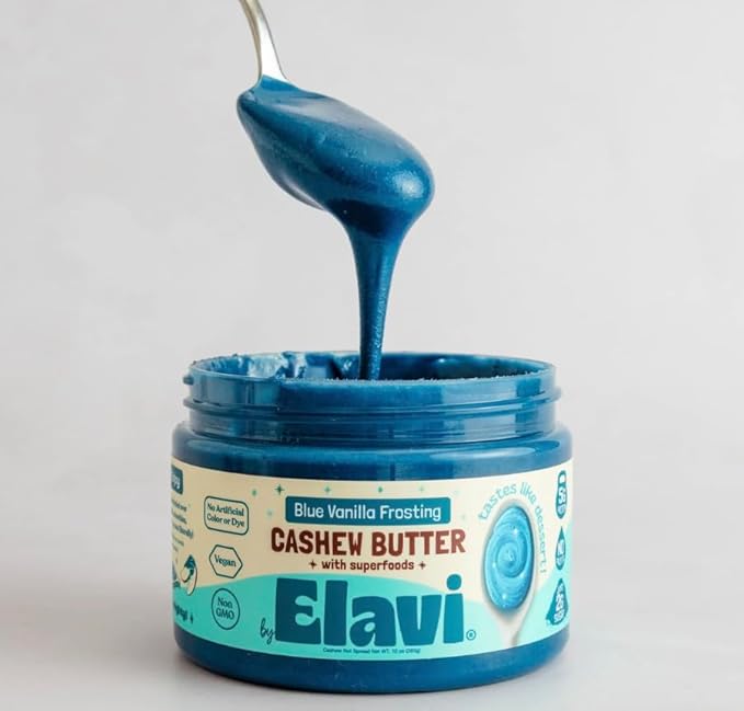 ELAVI Keto Cashew Butter, Kid-Friendly, Low-Sugar Dessert Spread | Vegan, No Added Sugar, No Sugar Alcohols, No Palm Oil (1 Count, Blue Vanilla)