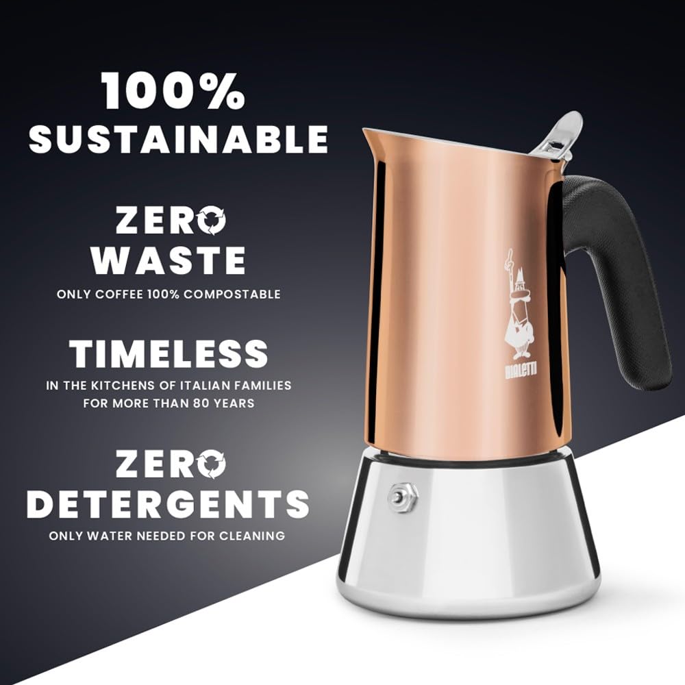 Bialetti - New Venus Induction, Stainless Steel Stovetop Espresso Coffee Maker, Suitable for all