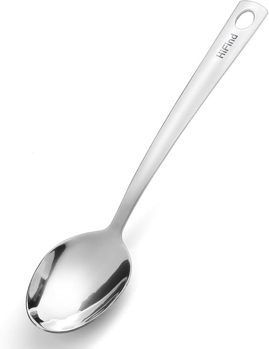 Large Serving Spoon 12 Inches Basics Silver Stainless Steel Spoon, Rustproof, Polished, Ideal for Cooking, Baking, Suitable for Restaurant and Home Buffet & Banquet Service