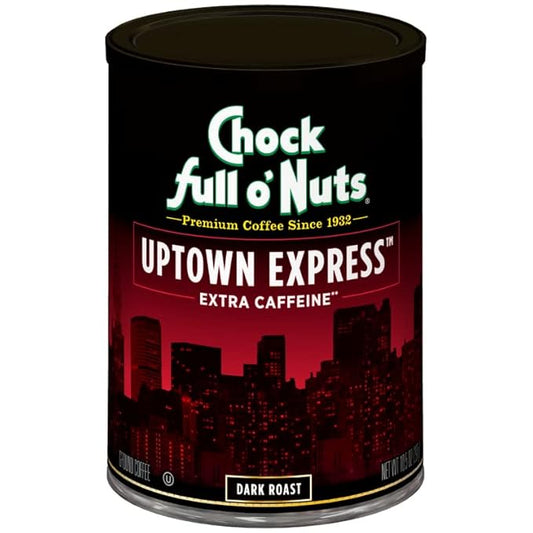 Chock full o??„uts Uptown Express Ground Coffee ??Premium Beans in Recyclable Steel Can ??Rich Flavor & Aroma, Dark Roast ??Perfect for Drip, Pour-Over, Percolator ??10.5 Oz Can