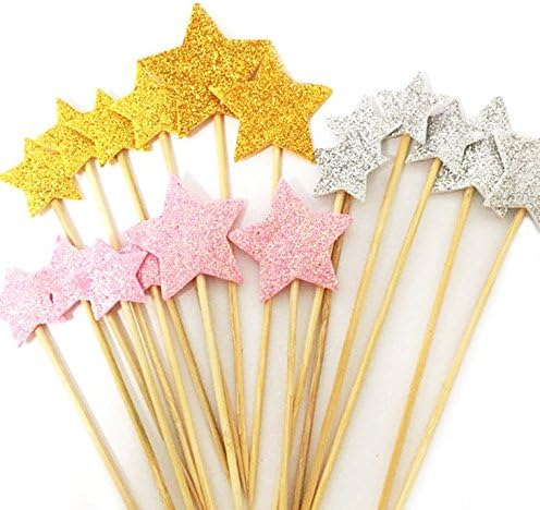 48 Pieces Little Star Toppers,Baby Shower Decor and Cupcake Party Picks